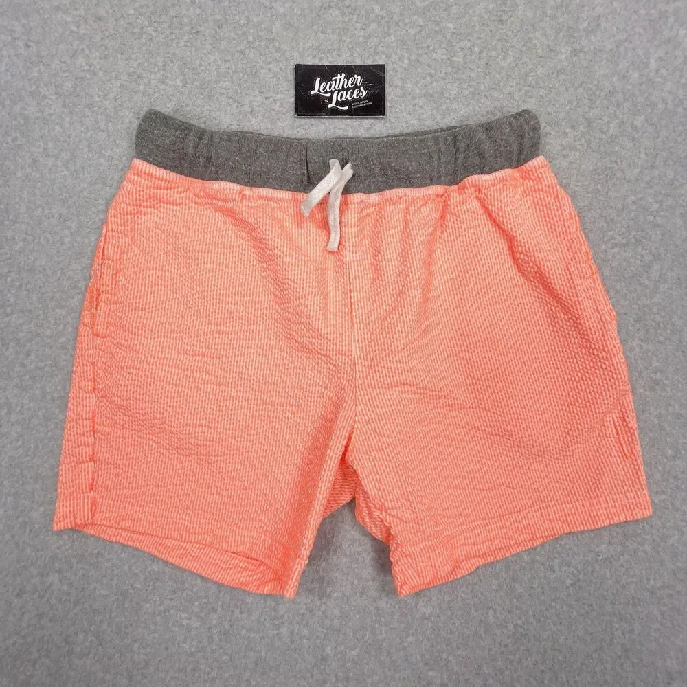 Chubbies Swim Trunks Mens Sz Medium Seersucker Orange Unlined Baggies Shorts USA